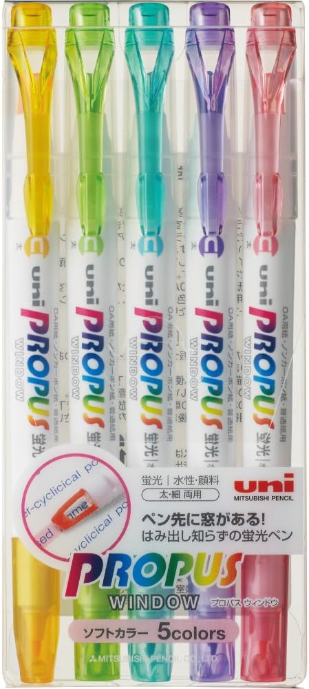 Uni Highlighter Propus Window, 5 Soft Color Set (PUS102T5CS)