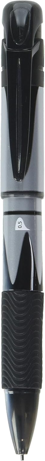 Pentel Twist Multi-Pen Energel, Needle Ballpoint Pen Ink + 0.5mm Pencil, Black/Red (XBLW5-A)