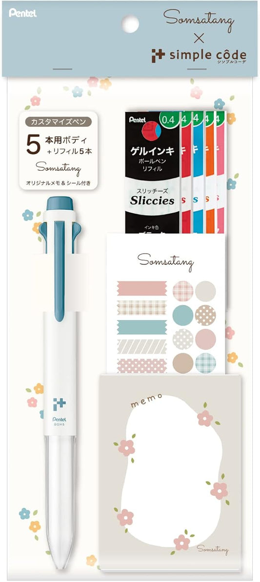 Pentel BGH5-DCST Ballpoint Pen, Eyeplus Limited, Simple Coordination, Som Satan, Set of 5