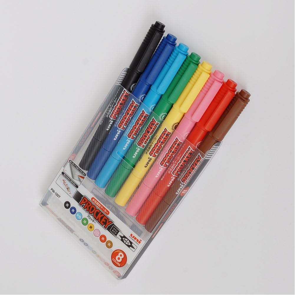 Mitsubishi Pencil PM120T8CN Proky Twin Rollerball Pen, Extra Fine Point, 8 Colors