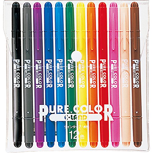 Mitsubishi Pencil PW100TPC12C Water-Based Pen, Pure Color, 12 Colors