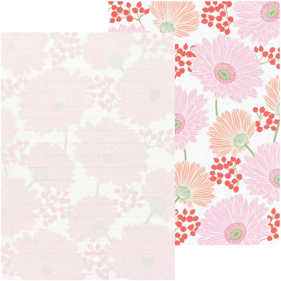 Midori 20487006 Stationery Paper A5 Washi, Gerbera Pattern