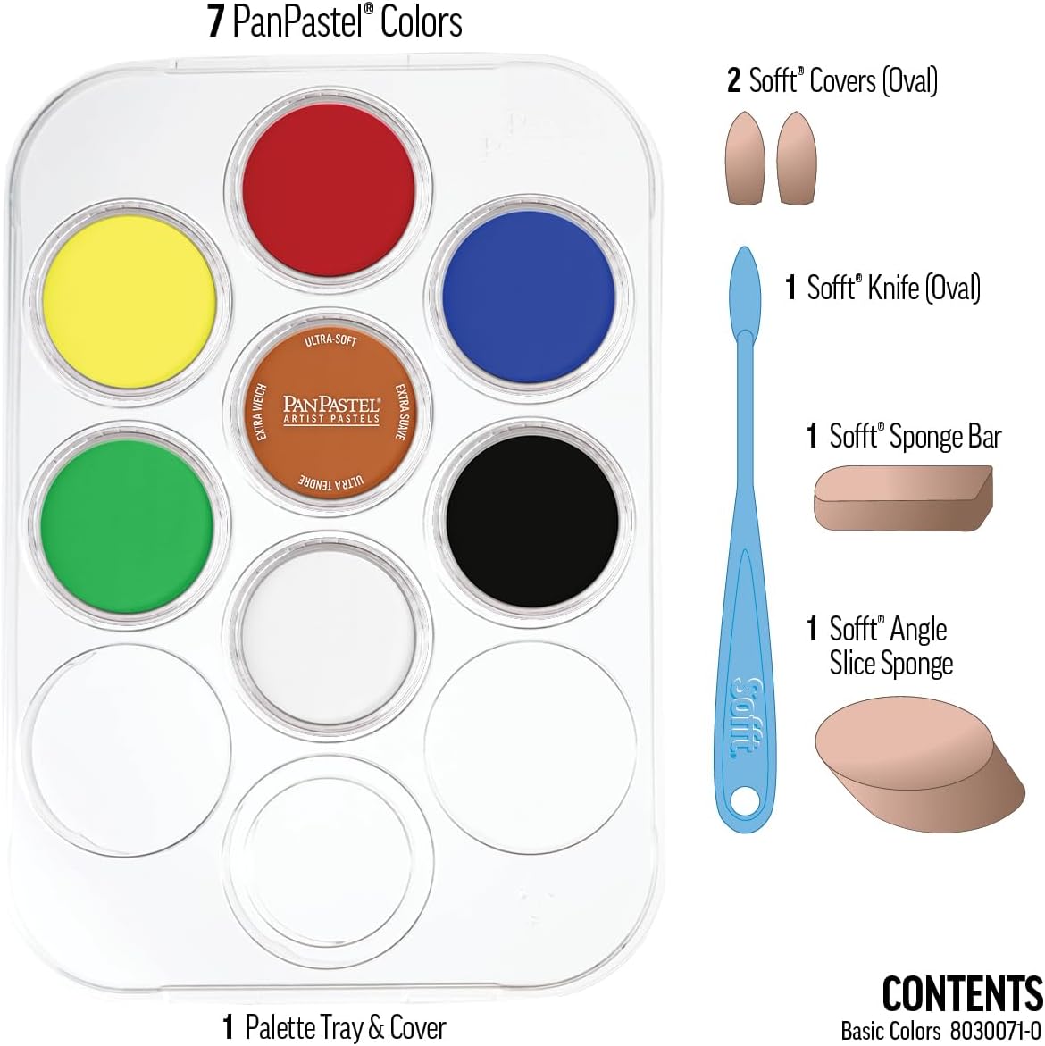 PanPastel Artist Pastels by Golden, Basic Colors Set, 7 Color, Professional Artist Pastels, Unique Pan Format (Cake-Like)