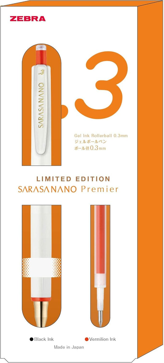 ZEBRA JJH72-VRB Gel Ballpoint Pen, Sarasa Nano, 0.3, Ink Color: Red Black