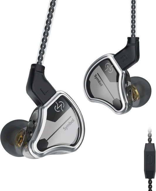 In Ear Monitor Wired Headphone, CCZ BC02 Dynamic Driver Bass Wired Headphone, Professional Hifi Earphone,Stereo Sound IEM Earbuds Earphone,CCZ In Ear Monitor for System (Silver Black, with MIC)