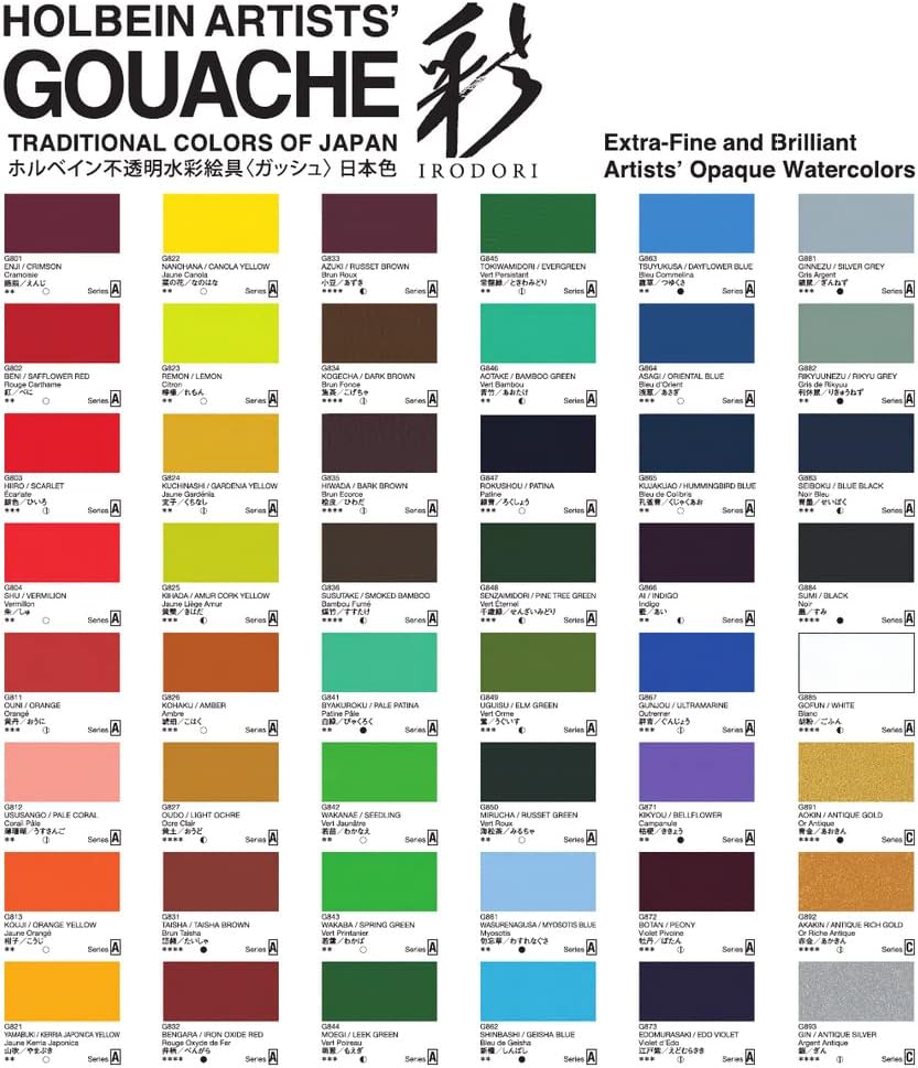 Holbein Irodori Artist Gouache - Autumn, Set of 12, 15 ml, Tubes