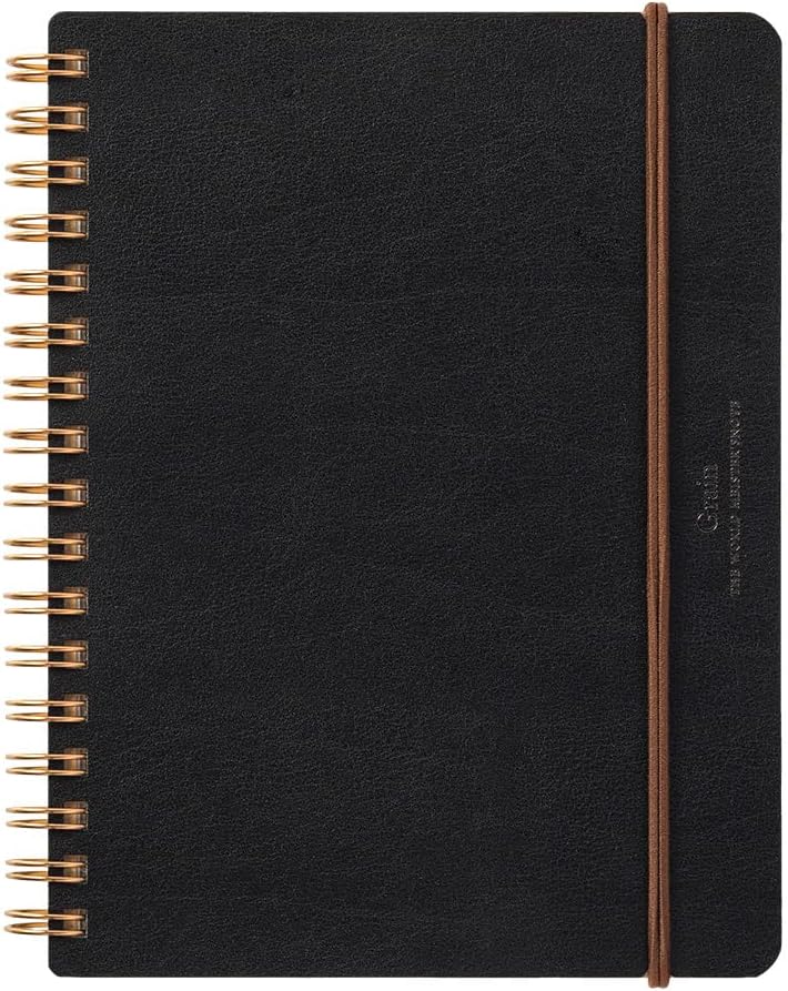 DESIGNPHIL 15222006 Midori Ring Notebook, Grain, B6 Transformation, Black