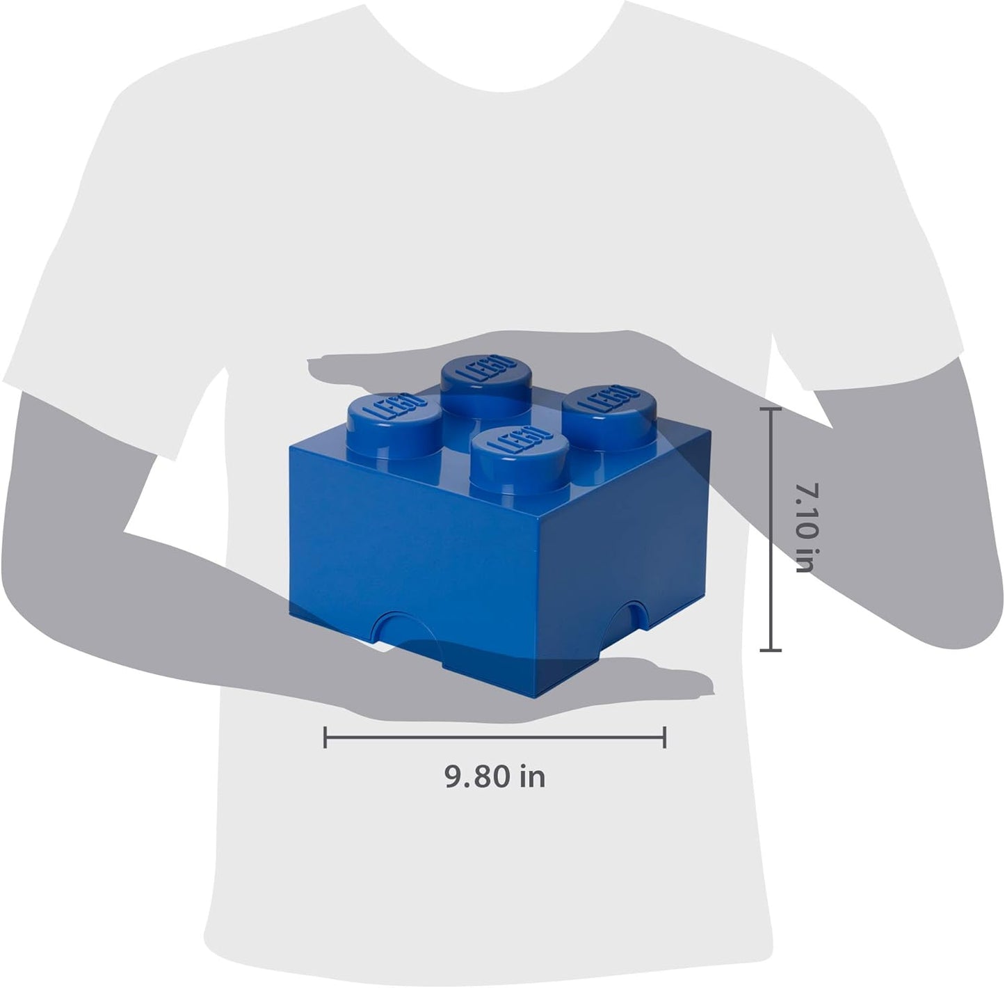 LEGO Storage Brick 4 Knobs Blue - Stackable Plastic Storage Box with Lid for Kids and Adults Ideal Desk Organizer and Toy Box - 5.6L Capacity