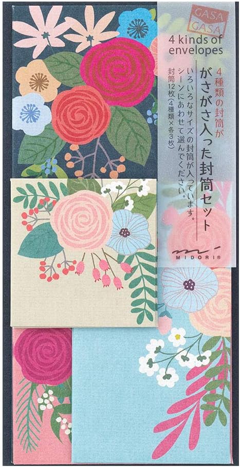 Midori 20563006 Gasagasa Envelope Bouquet Pattern