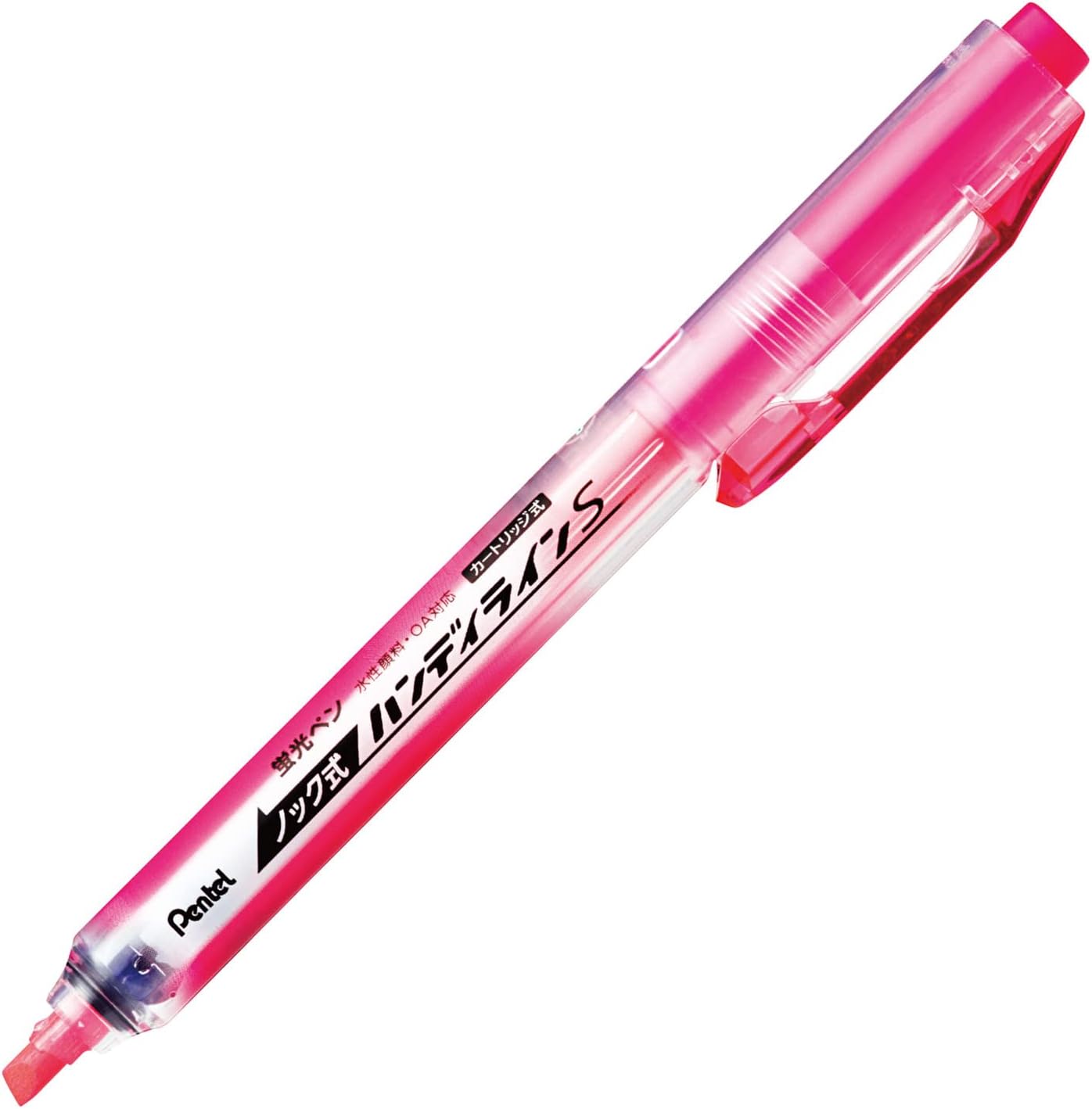Pentel Pack of Highlighter Pens Retractable, Handy Line S , safety pink