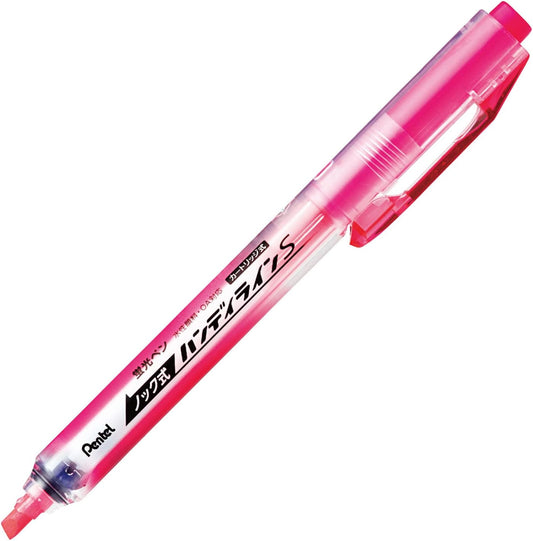 Pentel Pack of Highlighter Pens Retractable, Handy Line S , safety pink