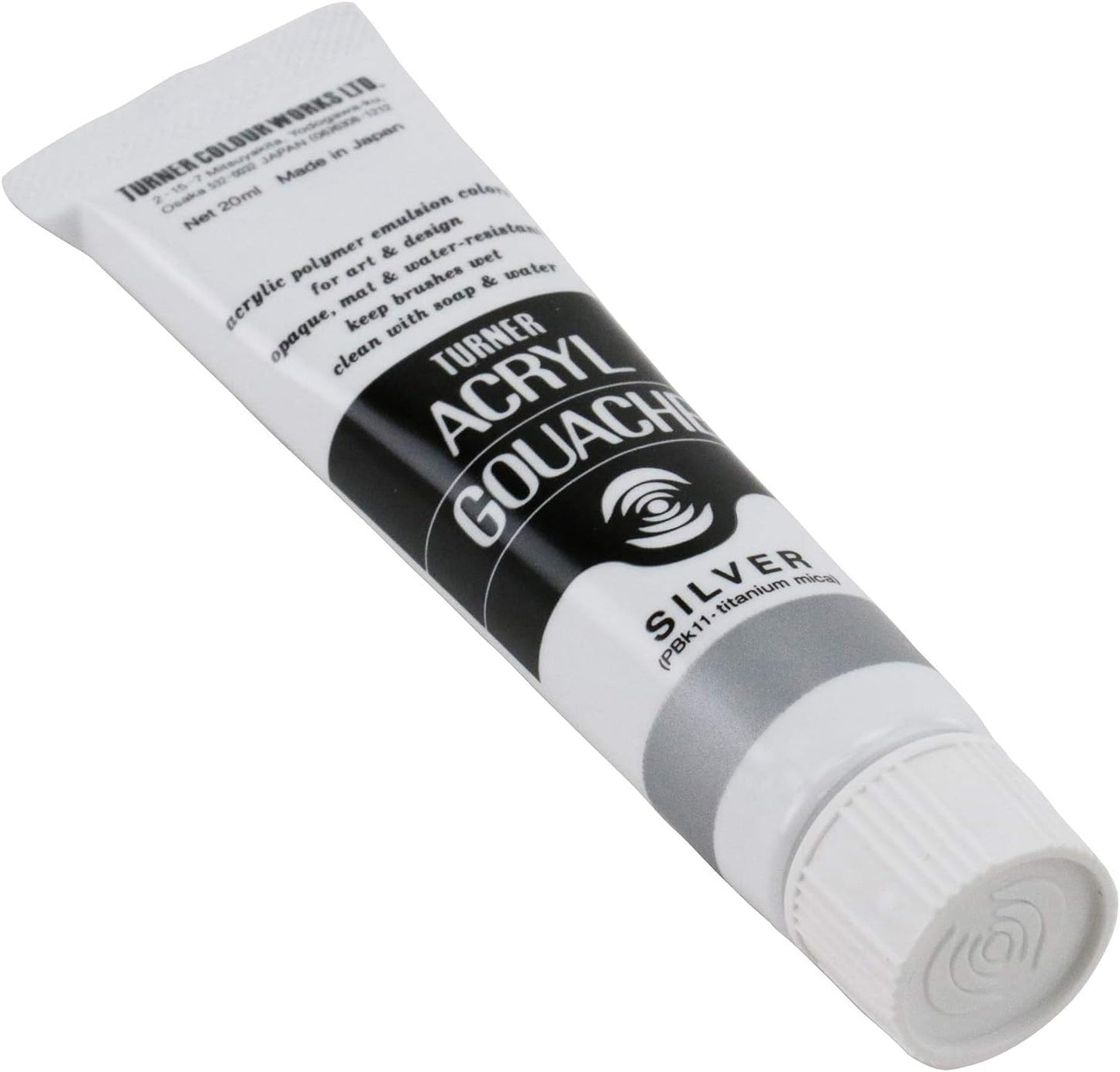 Turner Colour Works Acryl Gouache Artist Acrylic Paint - Single 20 ml Tube - Silver