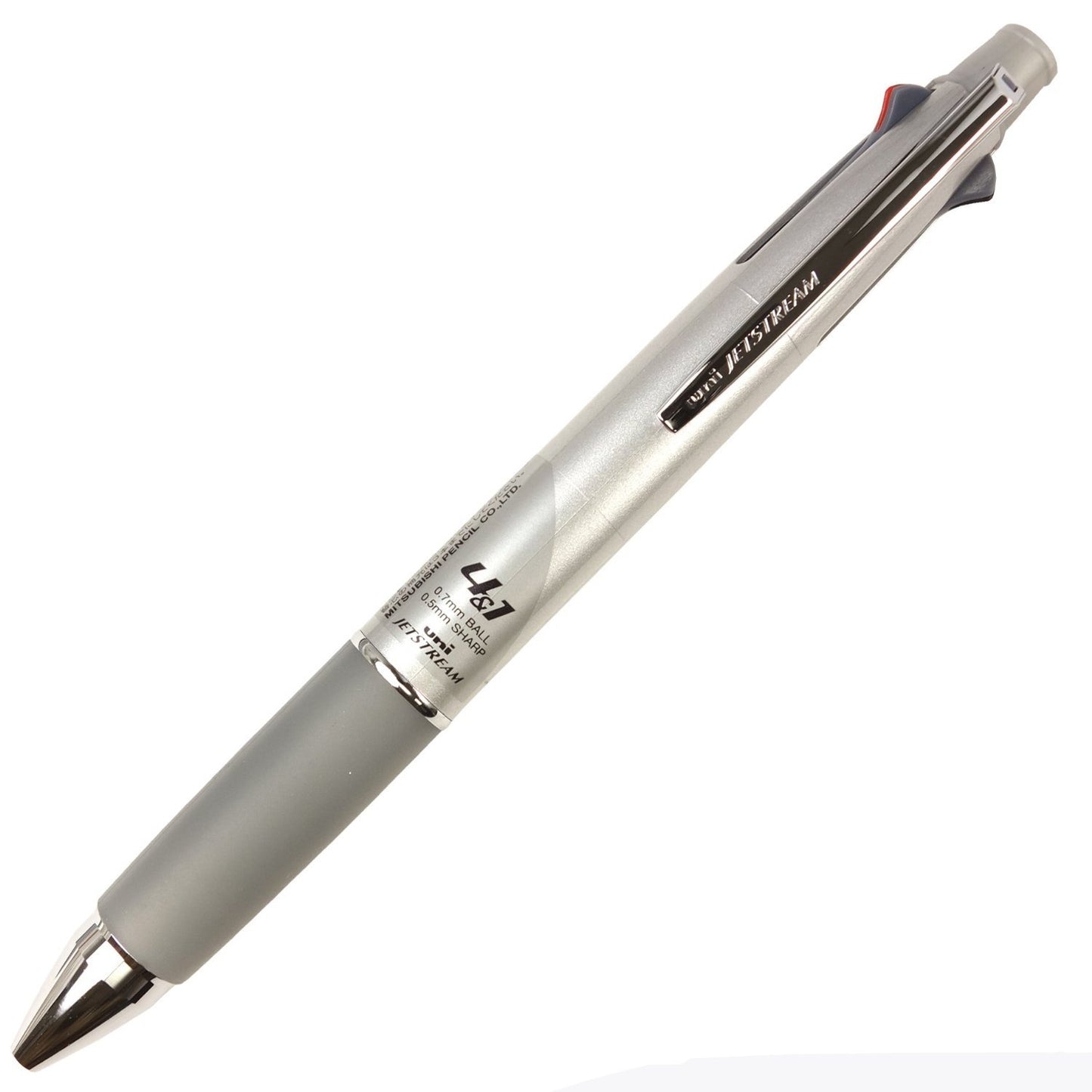 uni JETSTREAM 4&1 Red, Green, Blue, and Black 0.7mm Ballpoint Multi Pen and 0.5mm Mechanical Pencil (Silver)