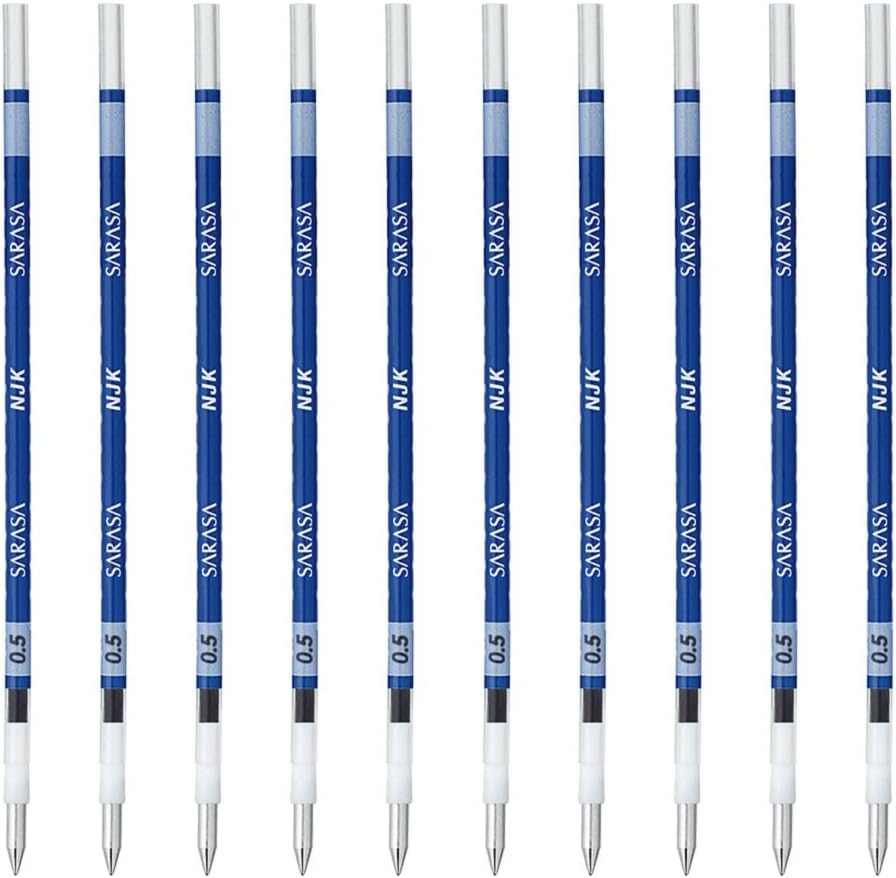 ZEBRA BRNJK5BL Ballpoint Pen Refill, Sarasa, NJK-0.5 Lead, Blue, 10 Pens