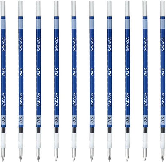 ZEBRA BRNJK5BL Ballpoint Pen Refill, Sarasa, NJK-0.5 Lead, Blue, 10 Pens