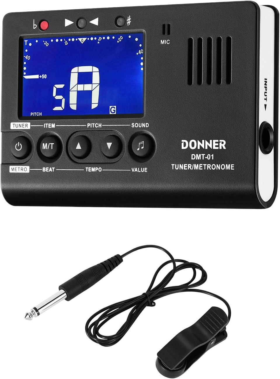 Donner Metronome Tuner for All Instruments - Guitar, Bass, Violin, Ukulele, Trumpet, Chromatic, Clarinet, Flute, 3 in 1 Digital Metronome with Tuner/Metronome/Tone Generator, DMT-01