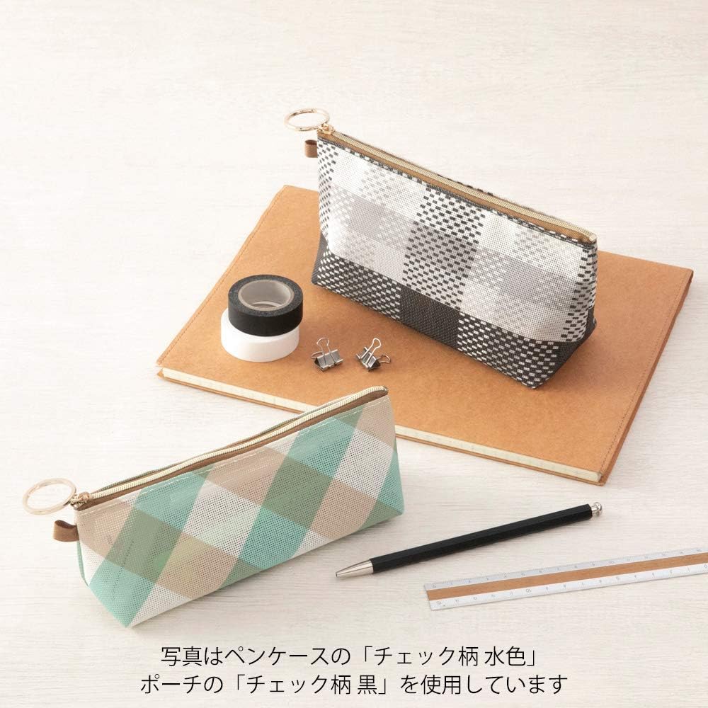 Midori 41797006 Pen Case, Mesh, Checkered Pattern, Black