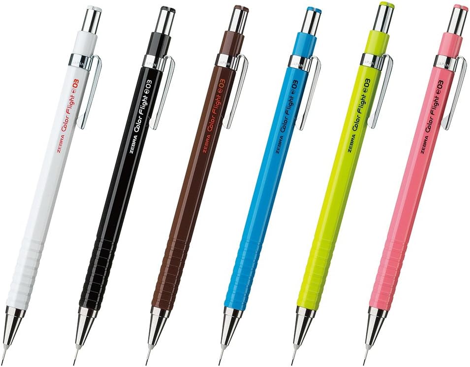 ZEBRA B-MAS53-W Mechanical Pencils, Color Flight 0.3, White, 10 Pieces