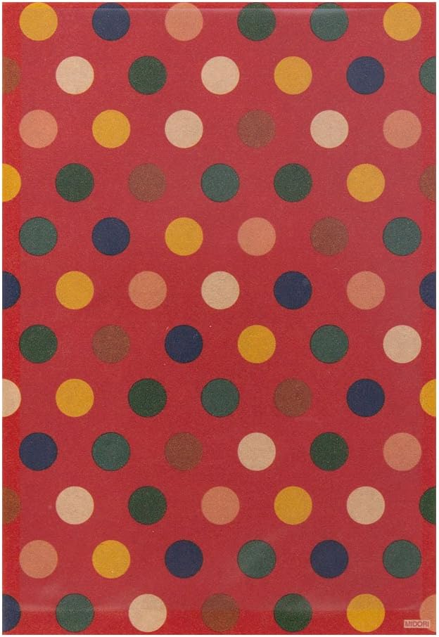 Midori 18821006 Bag, Single Sided Transparent Bag, M, Craft, Multi-Dot Pattern, Red