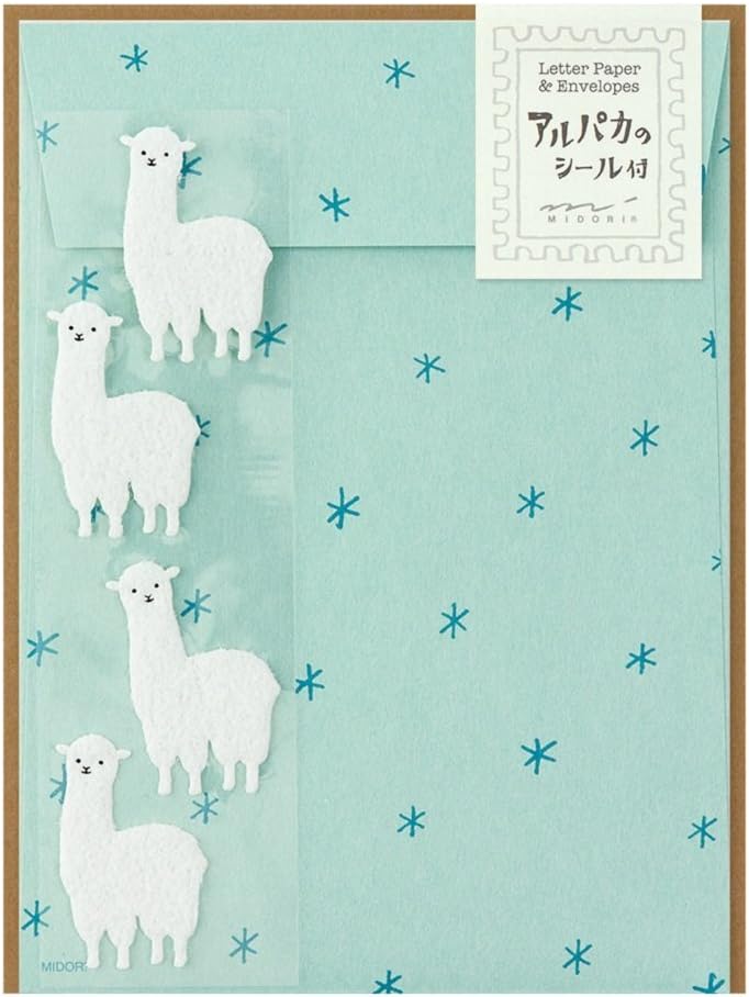 Midori 86367006 Letter Set, Alpaca Pattern, With Stickers
