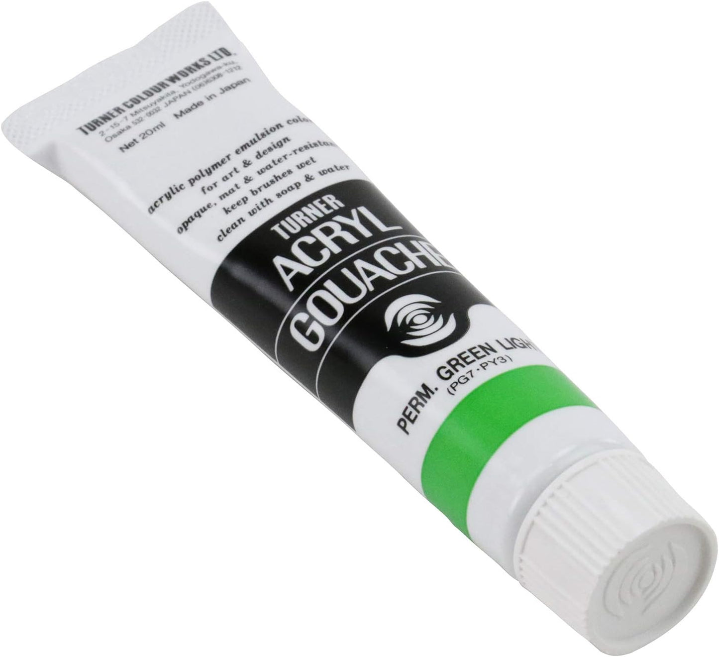 Turner Colour Works Acryl Gouache Artist Acrylic Paint - Single 20 ml Tube - Permanent Green Light