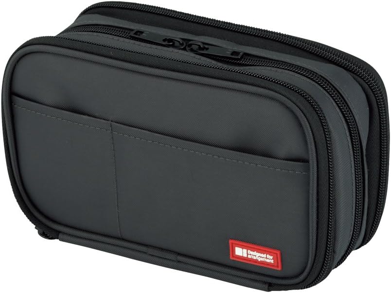 LIHIT LAB Large Capacity Triple Zipper Pencil Case For School Office College, Big Capacity 8 Compartments Pencil Bag Holder Adults Teen Boys Girls, Travel Cosmetics Storage, Black (A7556-24)