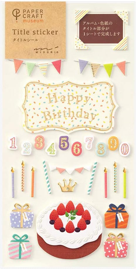 Midori 82359006 Stickers, 2359 PCM Title, Birthday Pattern