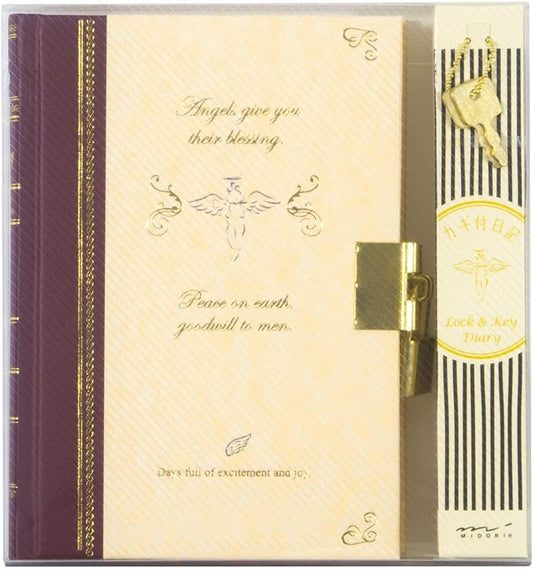 DESIGNPHIL Midori 12370006 Diary with Keys, Angel Pattern