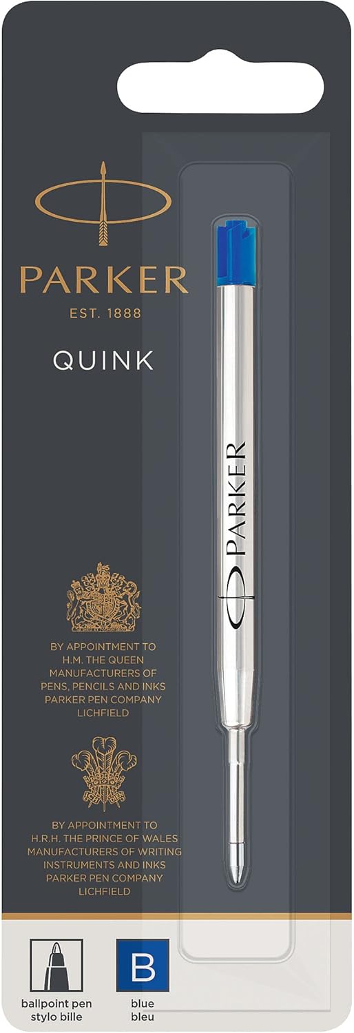 PARKER QUINKflow Ballpoint Pen Ink Refill, Broad Tip, Blue