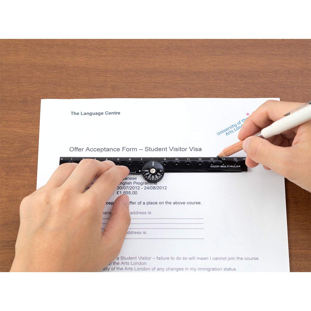 DESIGNPHIL 42272006 Midori Multi Ruler, 6.3 inches (16 cm), Black