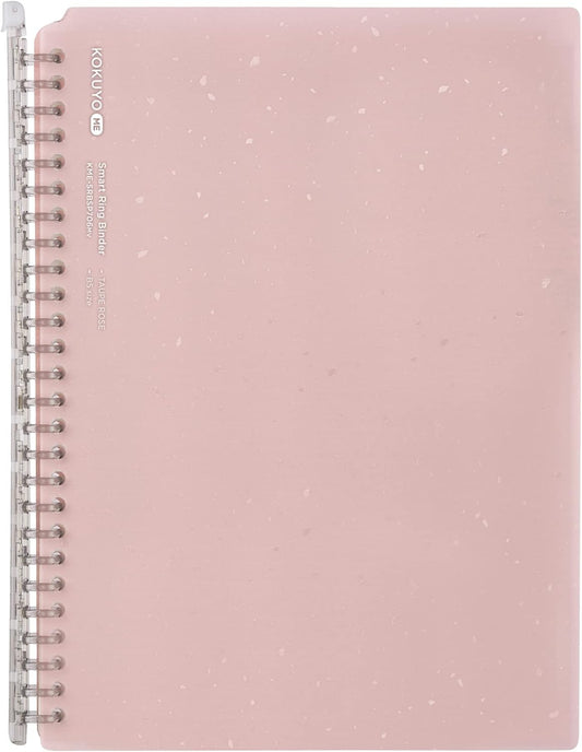 KOKUYO Me Campus Smart Ring Binders, B5 Taupe Rose Binder Notebooks, Up to 60 Sheets 26 Holes Slim Binder Folder with 10 Extra Campus Sarasara Loose-leaf Paper for Work, Study & Journal, Japan Import