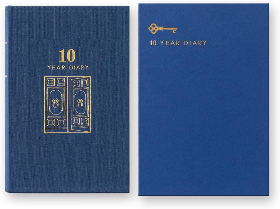 DESIGNPHIL Midori 12397006 Diary, 10 Years Consecutive Door, Navy Blue