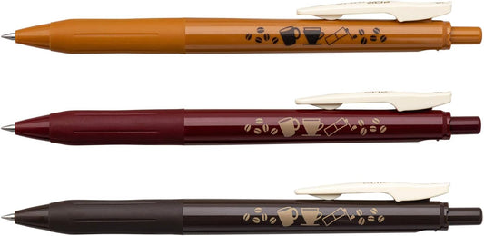 ZEBRA JJ15-3C-VI-A Sarasa Clip, Vintage Color, 0.02 inches (0.5 mm), Coffee Pattern, Set of 3