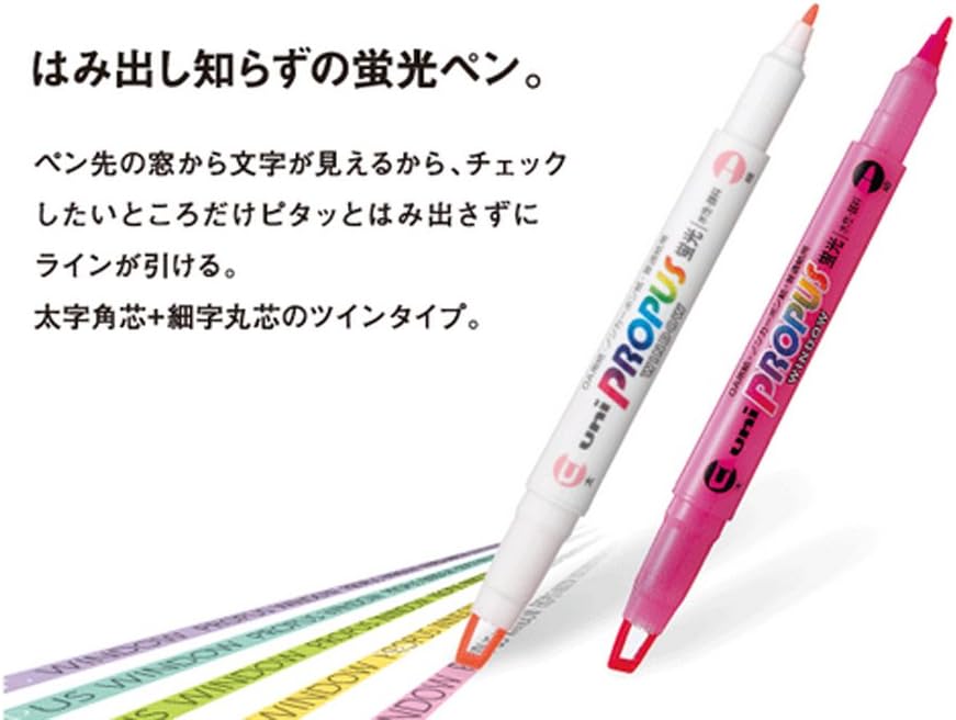 Mitsubishi Pencil Highlighter, Propus Window, PUS102T.2, Yellow, 10 Count