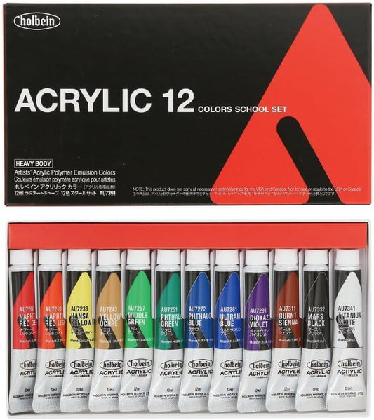 Holbein Acrylic color (acrylic resin paints) 12ml School set 12 colors (paper box)