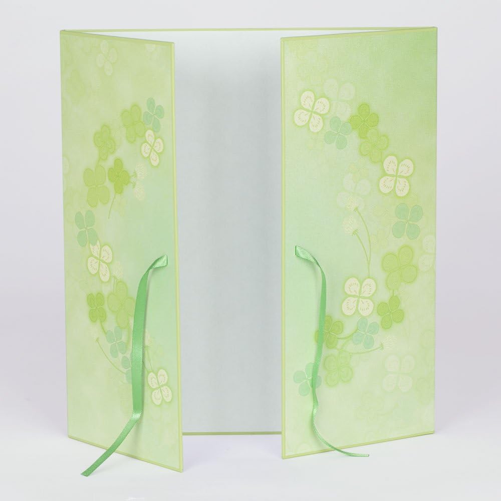 Midori 33145006 Shikishi Color Shikishi, Double Opening, Ribbon, Clover Pattern