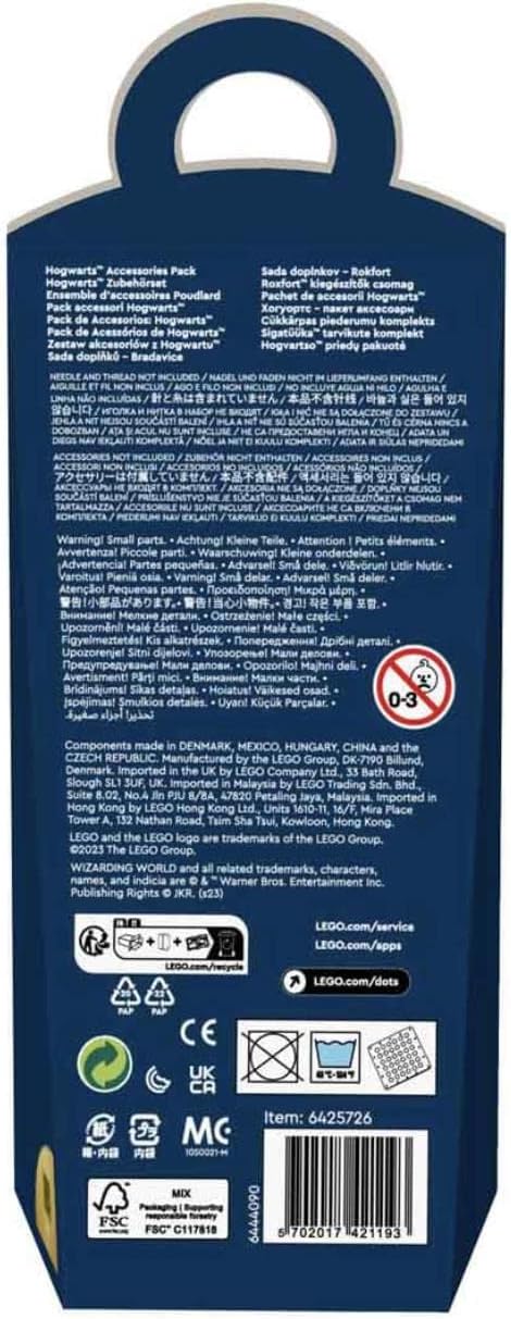 LEGO 41808 DOTS Hogwarts Accessory Set, Harry Potter Toy Jewellery Set with Bracelet, Keychain and Patch, DIY Craft Set for Children