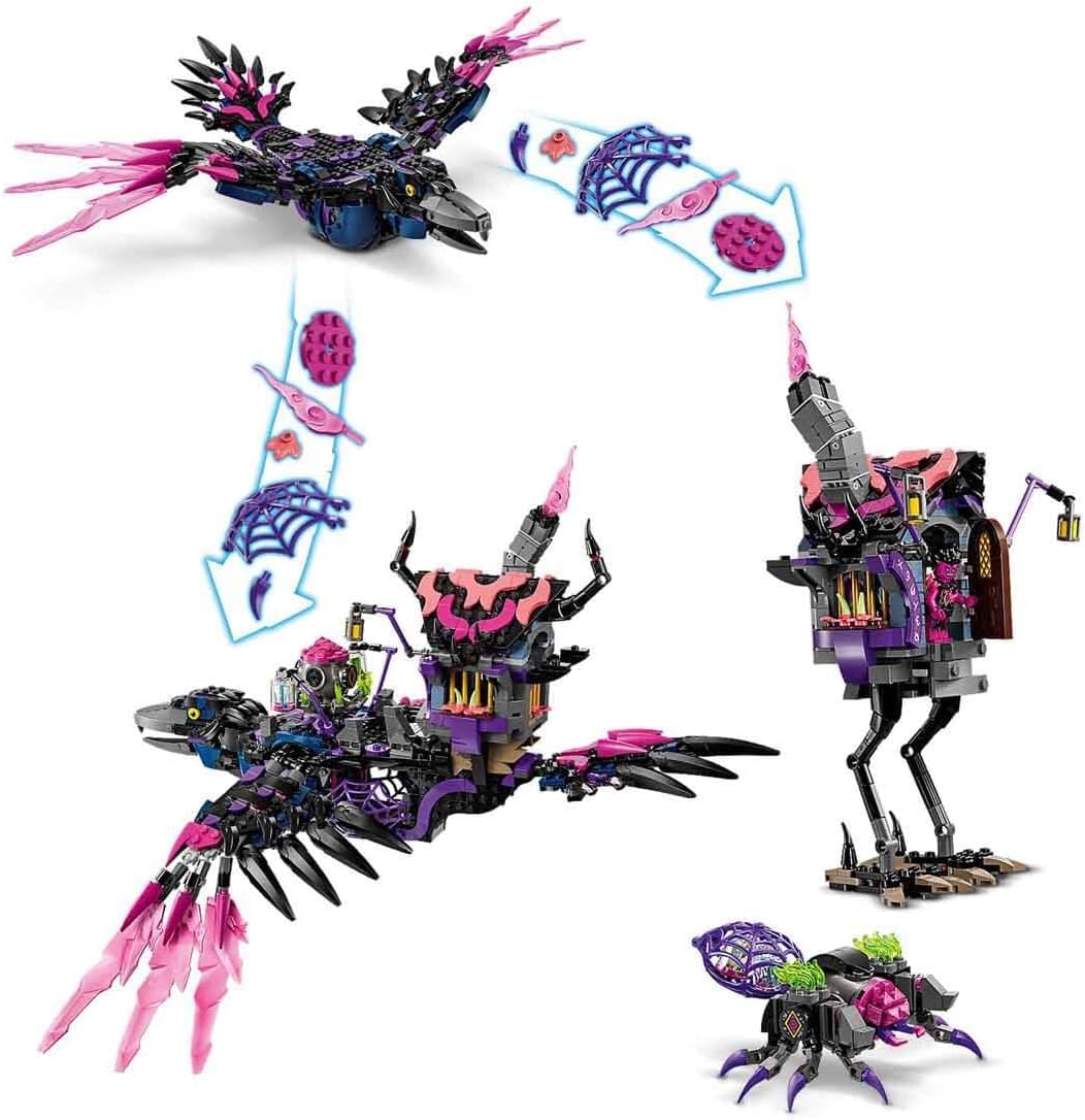 LEGO DREAMZzz Midnight Crow of The Witch Never with Animals and Toy House Convertible to Spider and Bird Figure, Gift for Boys and Girls 9 Years and Older, Fantasy Creative Play 71478