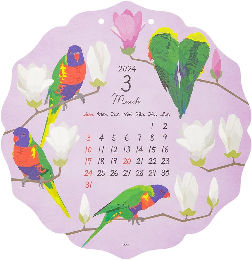 Midori 31283006 2024 Calendar Wall Hanging Die-Cut Tri Pattern