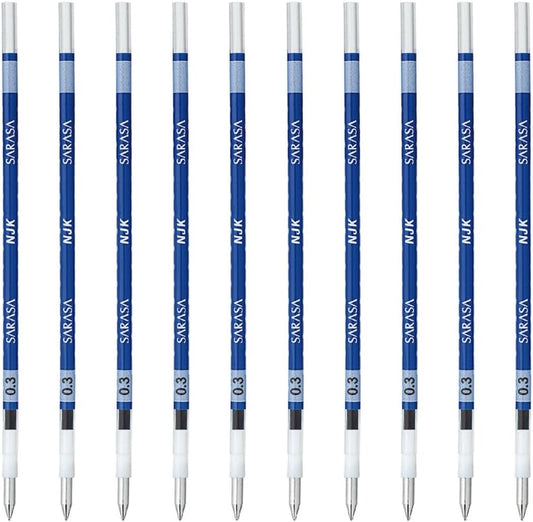 ZEBRA Ballpoint Pen Refill, Sarasa, NJK-0.3 Lead, Blue, 10 Pens BRNJK3BL