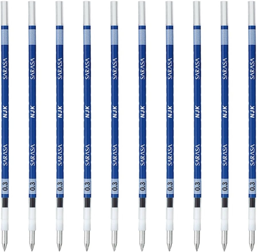 ZEBRA Ballpoint Pen Refill, Sarasa, NJK-0.3 Lead, Blue, 10 Pens BRNJK3BL
