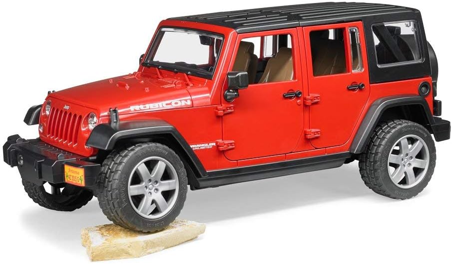 Bruder Toys - Recreational Realistic Jeep Wrangler Unlimited Rubicon with Openable Doors and Removeable Rear Seat (Color May Vary) - Ages 3+