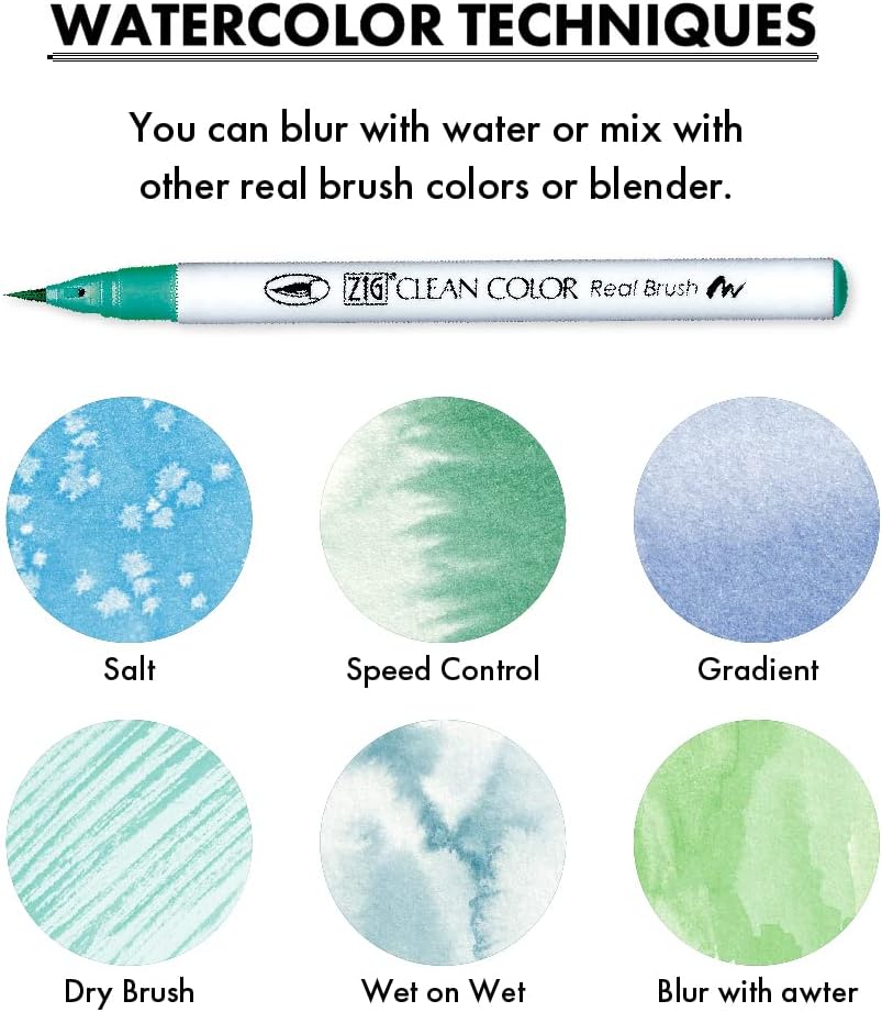 Kuretake ZIG Clean Color Real Brush, NEW 30 colors set B, Flexible Brush Tips, Watercolor Pens for Painting, Drawing, Calligraphy and Brush Lettering for Artists, Made in Japan