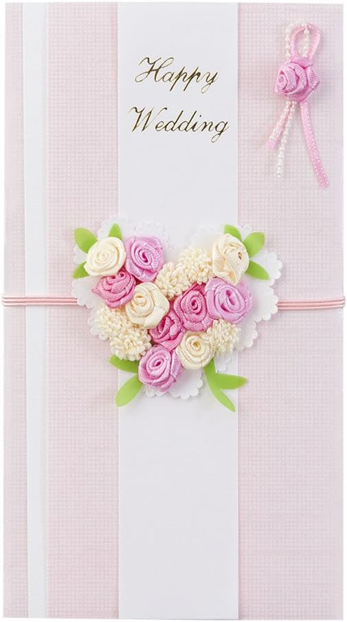 Midori Ceremony Bag PC Gold Seal 154 Wedding Gift Heart Bouquet Pattern, Pink 25154006, Body Size: 7.3 x 3.9 inches (185 x 100 mm), Inner Bag Included, 1.0 oz (29 g)