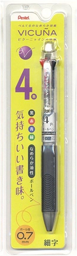 Pentel XBXC47T Vicuna 4-Color Ballpoint Pen, 0.7, Clear Shaft