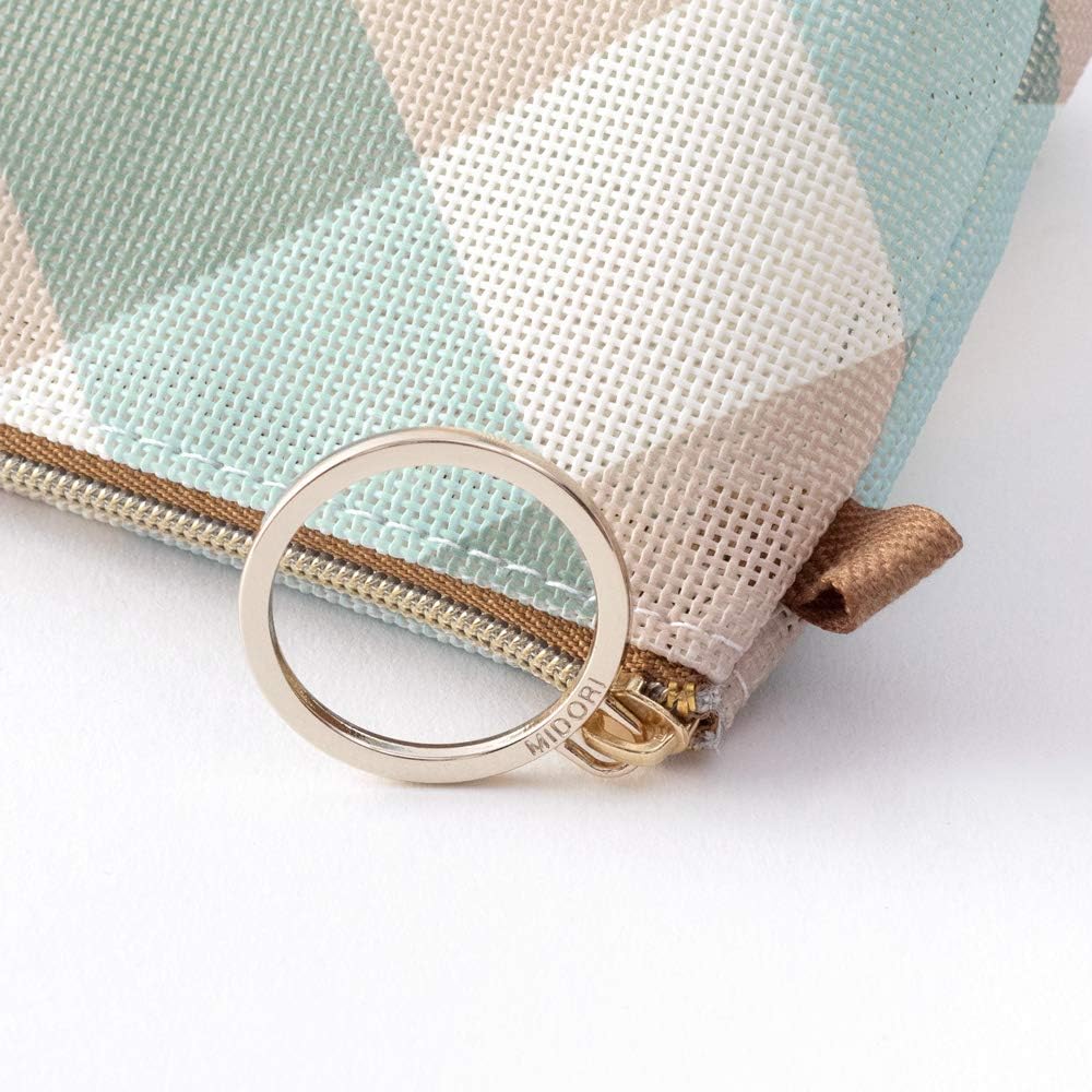 DESIGNPHIL Midori 53334006 Pouch with Gusset, Mesh, Checkered Pattern, Light Blue