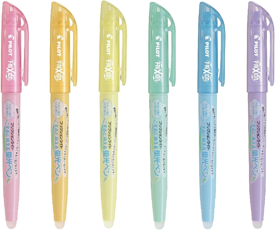 PILOT Frixion Light Soft Color Erasable Highlighter Pen, 6 Color Set (SFL-60SL-6CS)