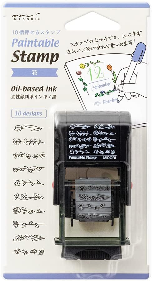 Midori 35443006 Rotating Stamp, Floral Pattern