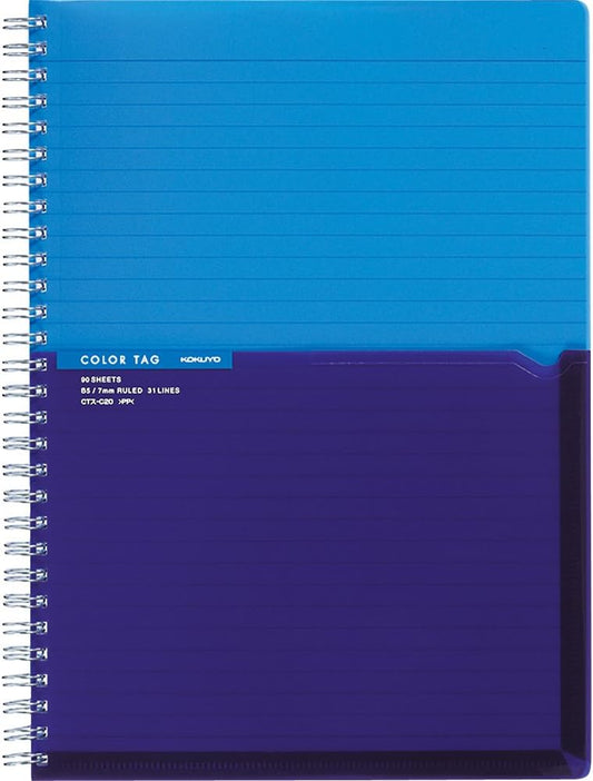 Kokuyo Twin Ring Note Color Tag Bi-Color Semi B 5 Blue CT-C 20 B