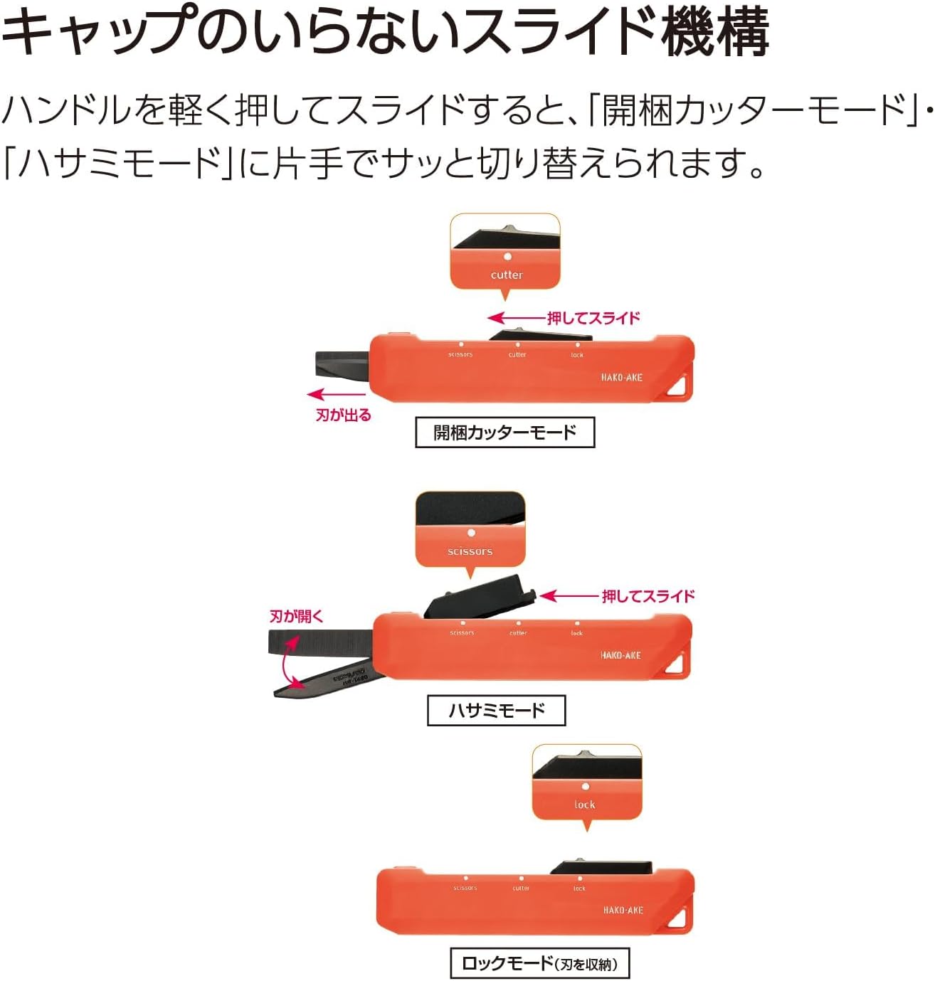 KOKUYO 2-Way Portable Scissors, HAKO-AKE Compact Pocket Size Travel Scissors, Titanium Blade All Purpose Craft Scissor Box Cutter for Office, Travel and Home. Orange (Hasa-T420YR)
